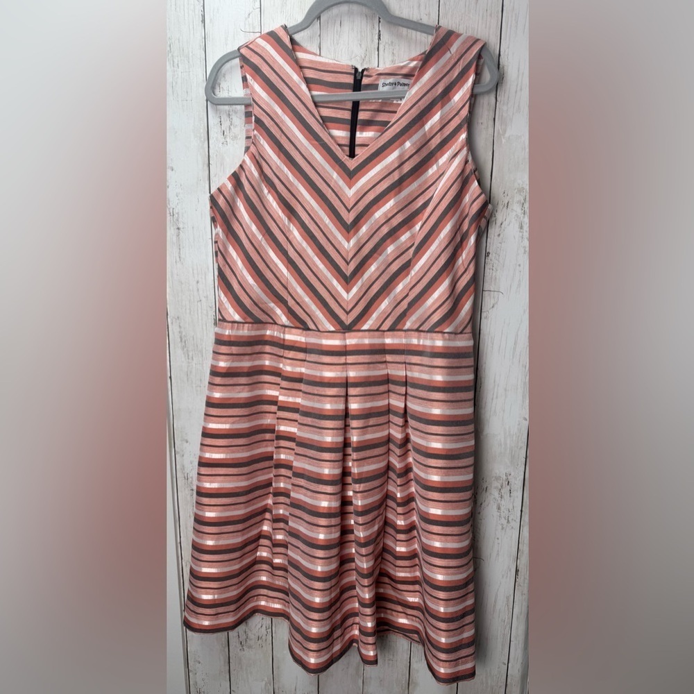 Shelby & Palmer Coral/Pink Striped Dress size 14